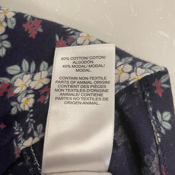 Lucky Brand Womens Floral Button Up Top Short Sleeve V-Neck Size Medium - Picture 9 of 9